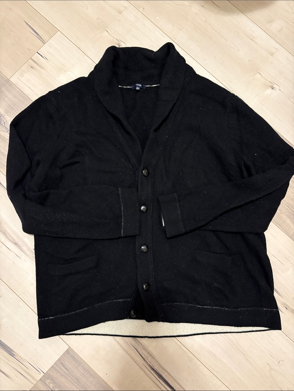 Benson Black Wool/Cashmere Shawl Collar Cardigan sXL